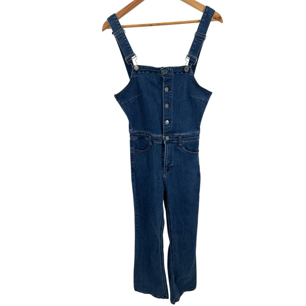 Cello Denim Overalls Small Wide Leg Jumpsuit Button Front Adjustable Straps